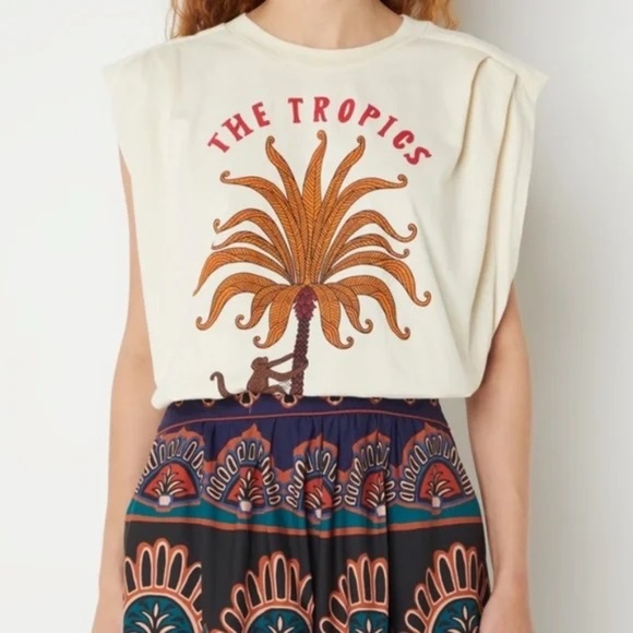 Farm Rio Womens Muscle Shirt The Tropics Oversized Size M Anthropology - Picture 1 of 12